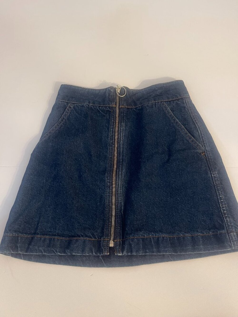 Topshop MOTO Zip Front Denim Mini Skirt US 2